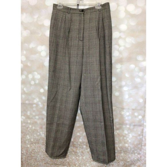Vintage David N. 100% Wool Dress Pants Size 10 Black / Red 90’s Pleat Front Hemm - Picture 1 of 10